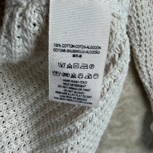 Free People Moonshine Cold Shoulder Oversized Sweater Ivory Sz S Raw Edge Fringe - Picture 4 of 9